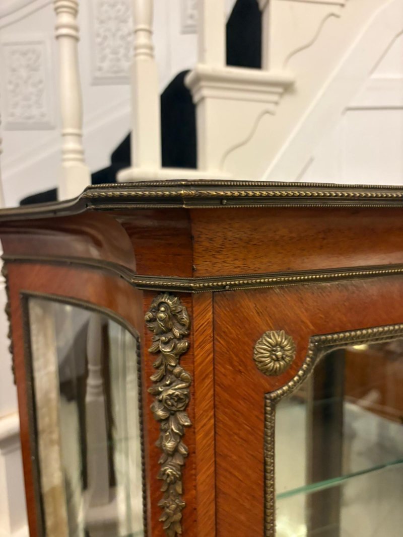 Exceptional Quality Antique French Louis XV Style Marquetry and Ormolu Mounted Display Cabinet